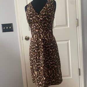 Connected Apparel Leopard Print Halter Dress Sz.4